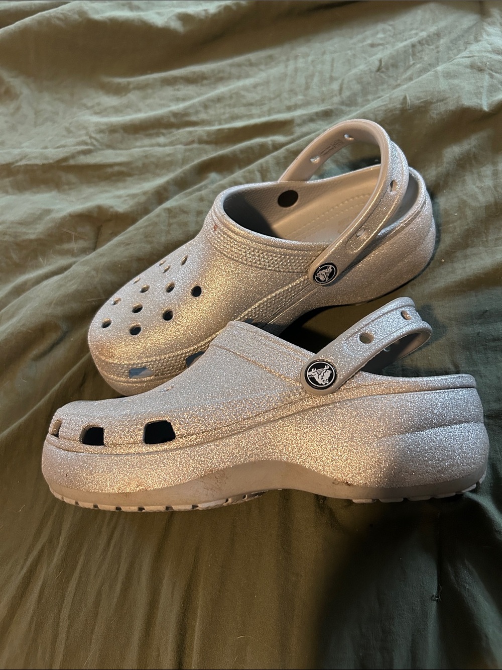 CROCS womens Glitter Clogs in Silver - Picture 2 of 2